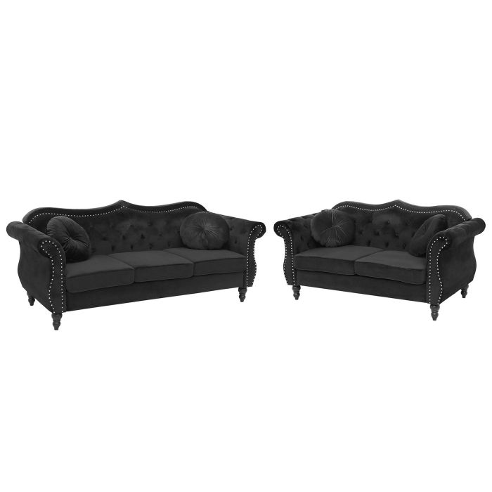 Velvet Sofa Set Black SKIEN