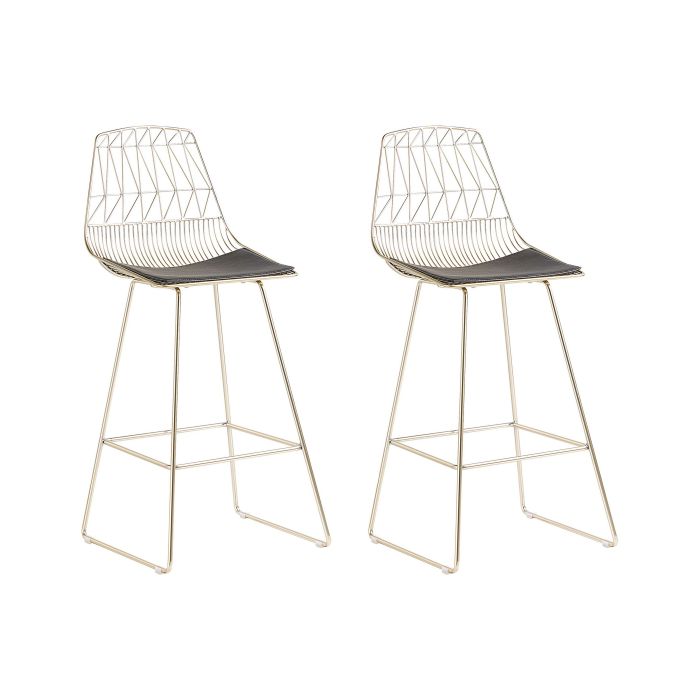 Set of 2 Metal Bar Chairs Gold PRESTON