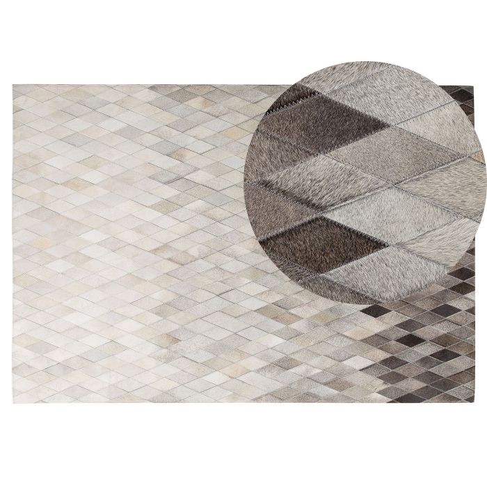 Cowhide Area Rug 140x200cm White and Grey