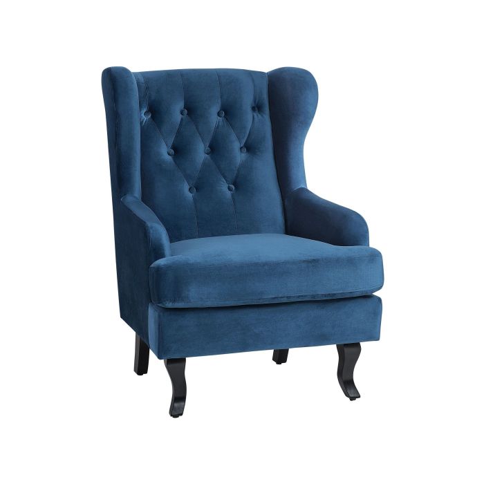 Velvet Fabric Wingback Chair Dark Blue ALTA