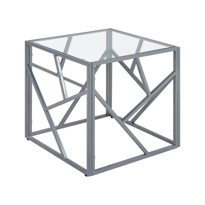 Glass Top Side Table Silver ORLAND