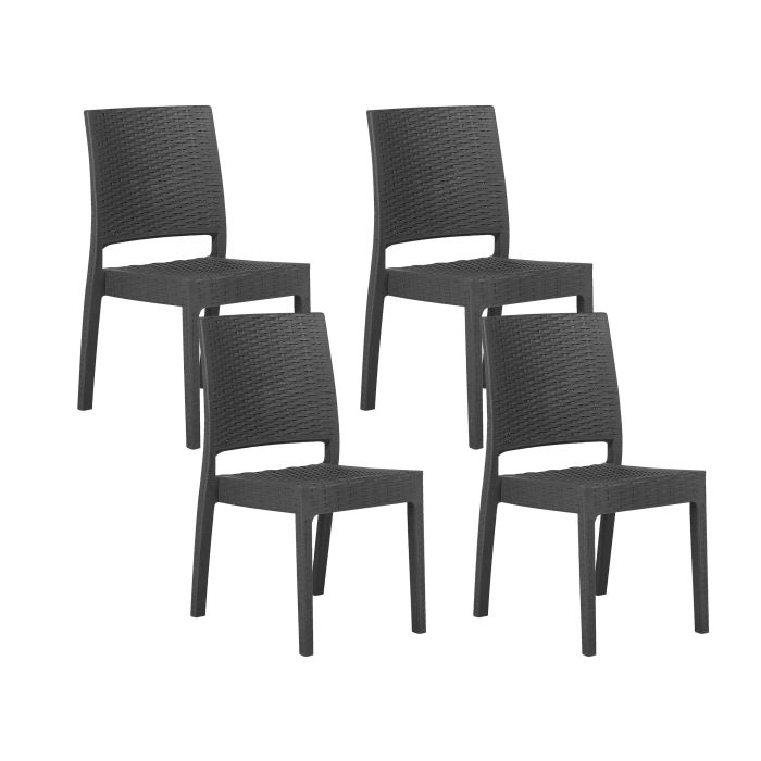 Set of 4 Garden Dining Chairs Grey FOSSANO