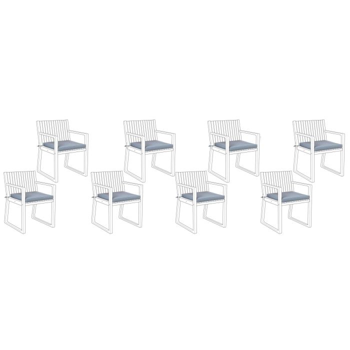Set of 8 Outdoor Seat Pad Cushions Blue SASSARI