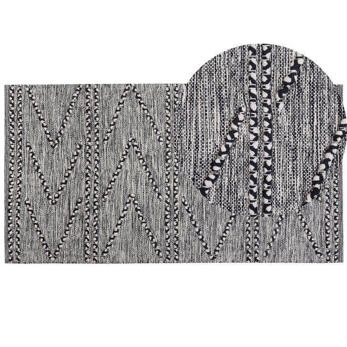 Cotton Area Rug 80x150cm Black and White
