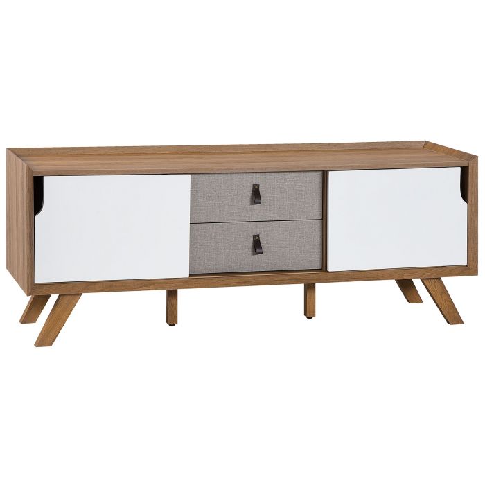 TV Stand Light Wood with White ACTON