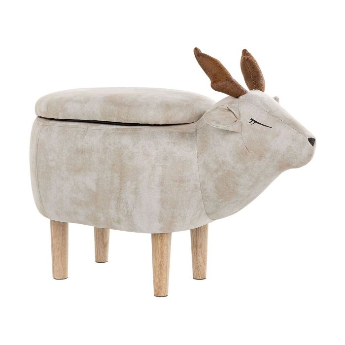 Fabric Storage Animal Stool Beige REINDEER