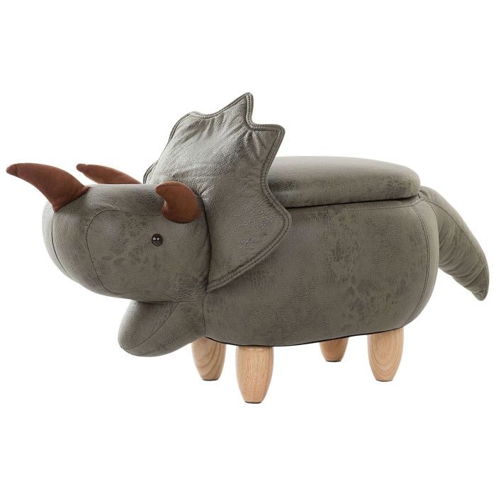 Fabric Storage Animal Stool Dark Green TRICERATOPS