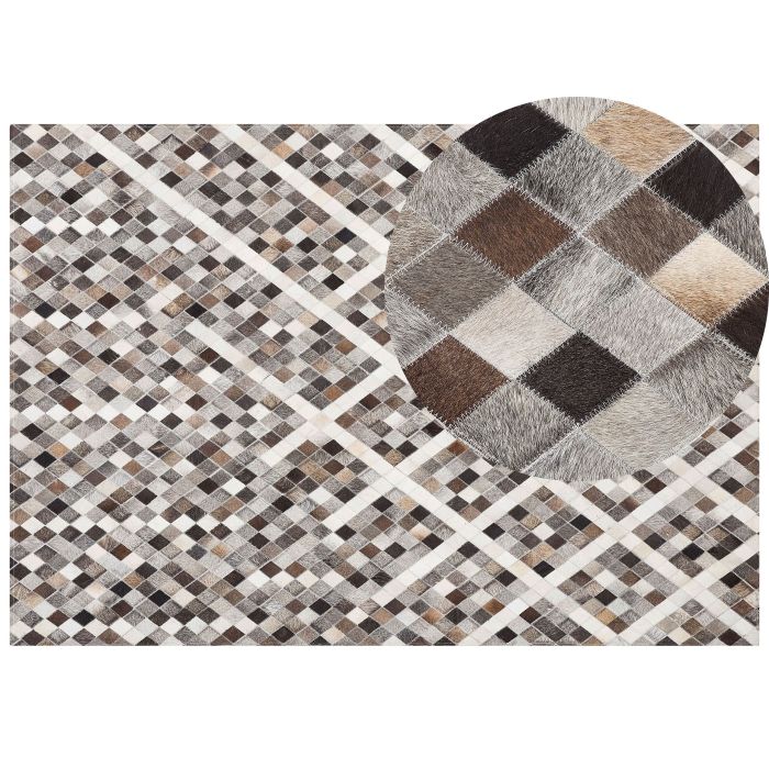 Cowhide Area Rug 160x230cm Grey and Brown