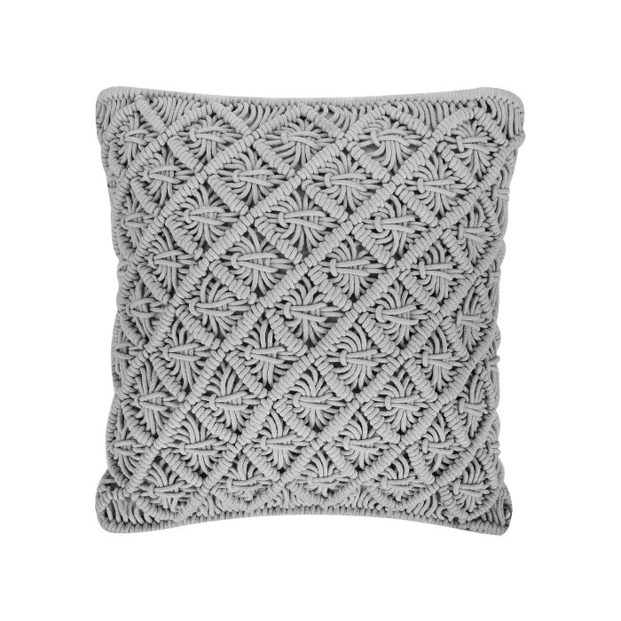 Cotton Macramé Cushion 45x40cm Grey