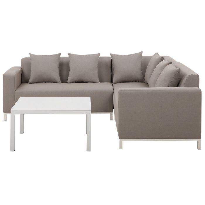 Left Hand 5 Seater Modular Garden Corner Sofa Set Beige BELIZE