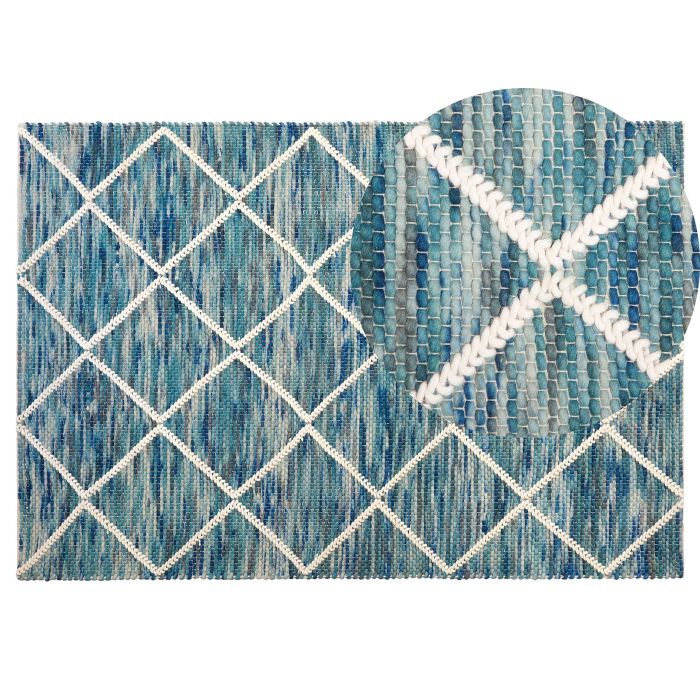 Wool Rug 140x200cm Blue