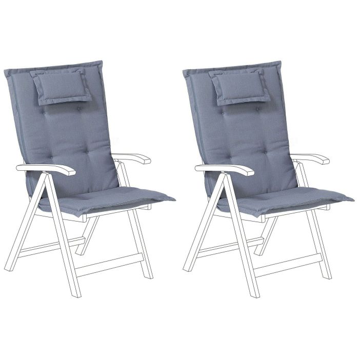 Set of 2 Outdoor Seat/Back Cushions Blue TOSCANA/JAVA