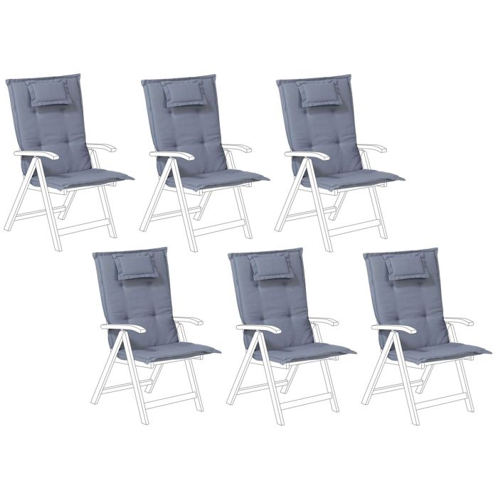Set of 6 Outdoor Seat/Back Cushions Blue TOSCANA/JAVA