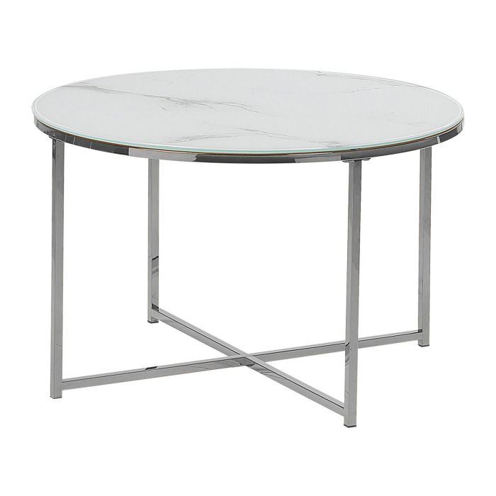 Marble Effect Coffee Table White with Silver QUINCY
