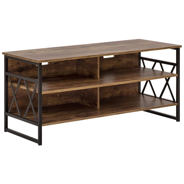 TV Stand Dark Wood with Black CARLISLE
