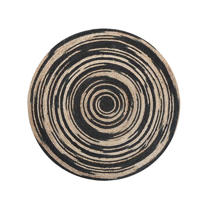 Round Area Rug 140cm Beige with Black