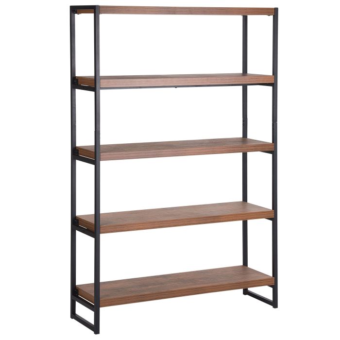 4 Tier Bookcase Dark Wood and Black TIFTON