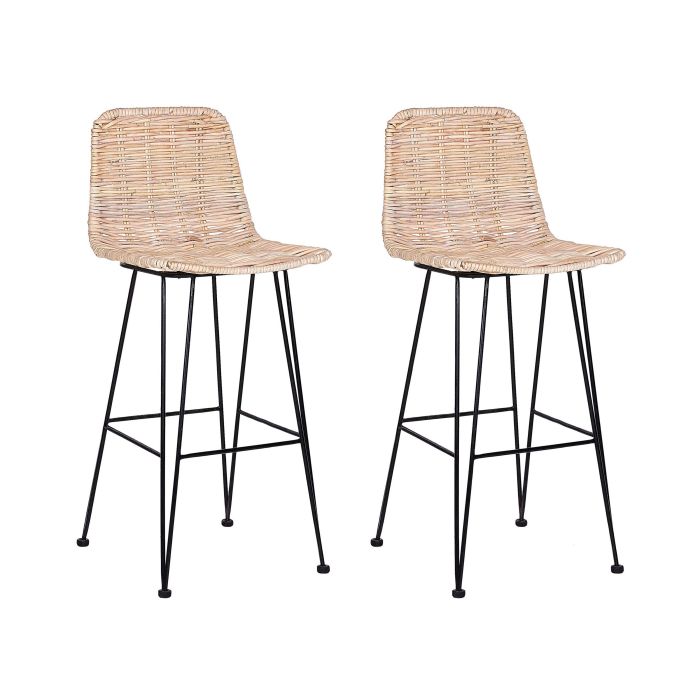 Set of 2 Rattan Bar Chairs Natural CASSITA