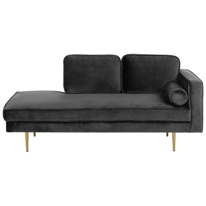 Right Hand Velvet Chaise Lounge Black MIRAMAS