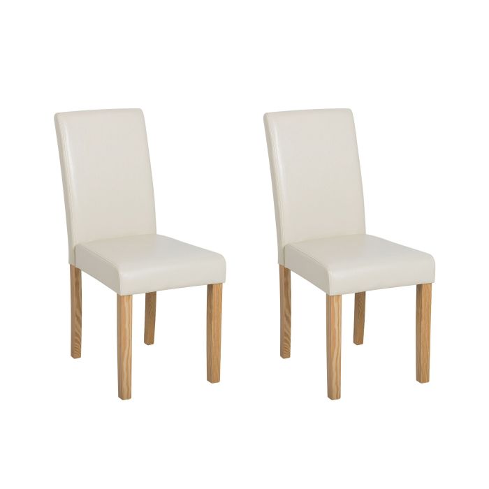 Set of 2 Faux Leather Dining Chairs Beige BROADWAY