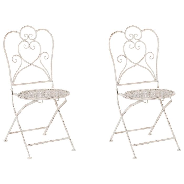 Set of 2 Metal Garden Folding Chairs Beige TRIESTE
