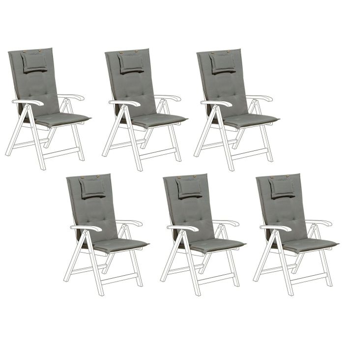 Set of 6 Outdoor Seat/Back Cushions Grey TOSCANA/JAVA