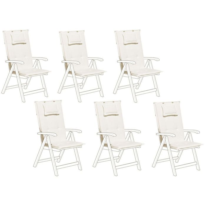 Set of 6 Outdoor Seat/Back Cushions Cream TOSCANA/JAVA