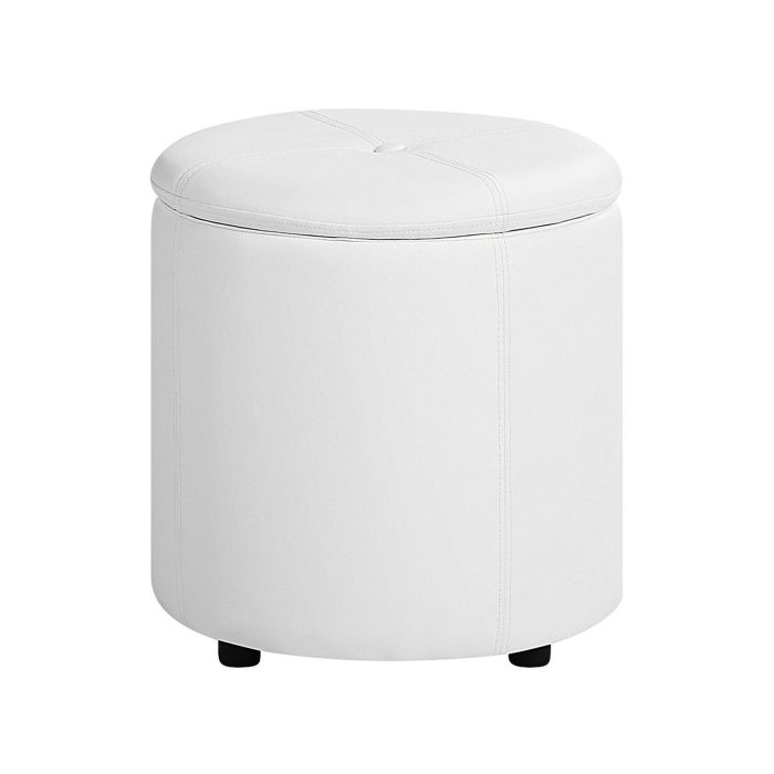 Faux Leather Storage Pouffe White MARYLAND