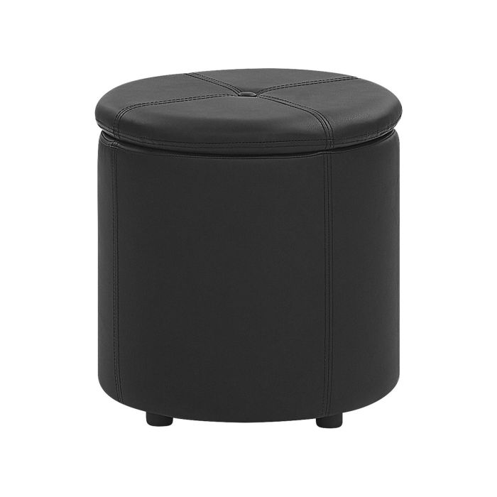 Faux Leather Storage Pouffe Black MARYLAND