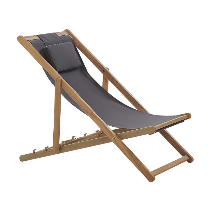 Acacia Folding Deck Chair Light Wood with Grey AVELLINO
