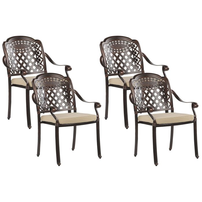 Set of 4 Garden Chairs Brown MANFRIA