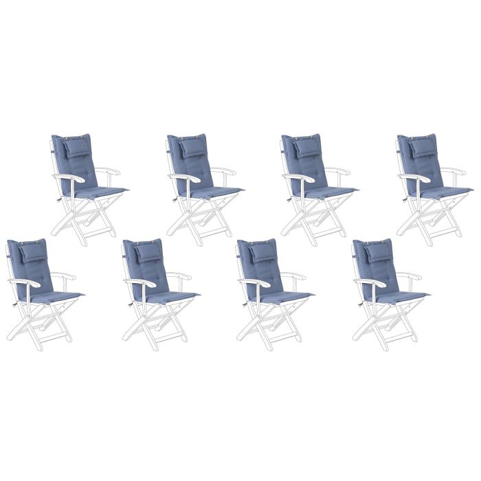 Set of 8 Outdoor Seat/Back Cushions Blue MAUI