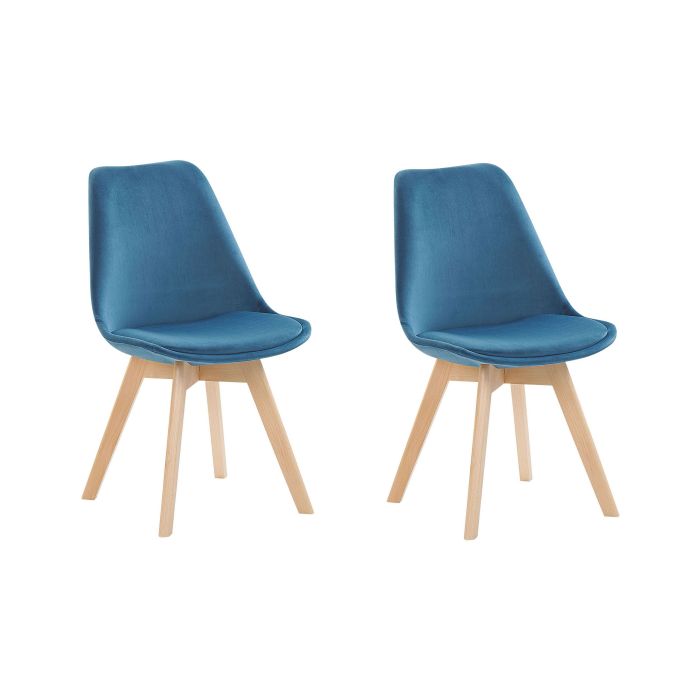 Set of 2 Velvet Dining Chairs Blue DAKOTA II