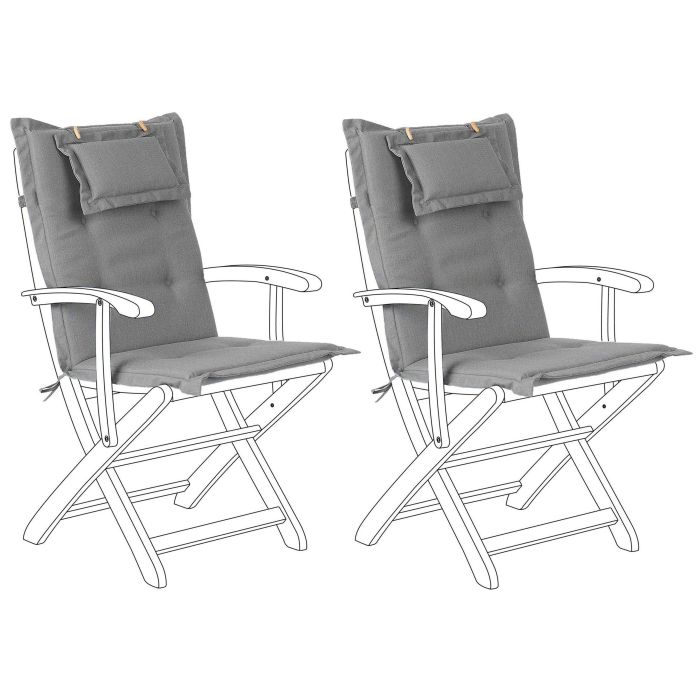 Set of 2 Outdoor Seat/Back Cushions Grey MAUI