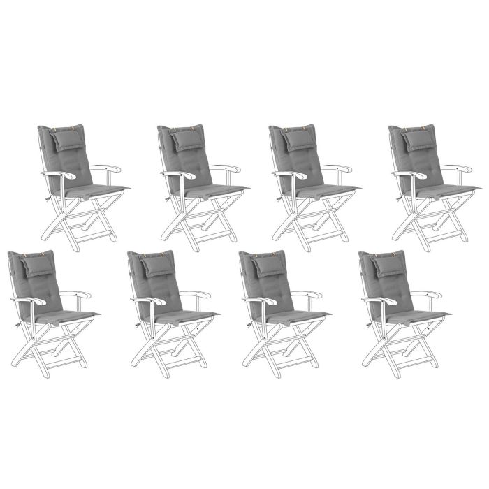 Set of 8 Outdoor Seat/Back Cushions Grey MAUI