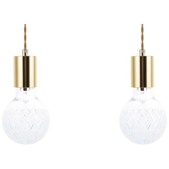 Set of 2 Glass Pendant Lamps Gold ANZA