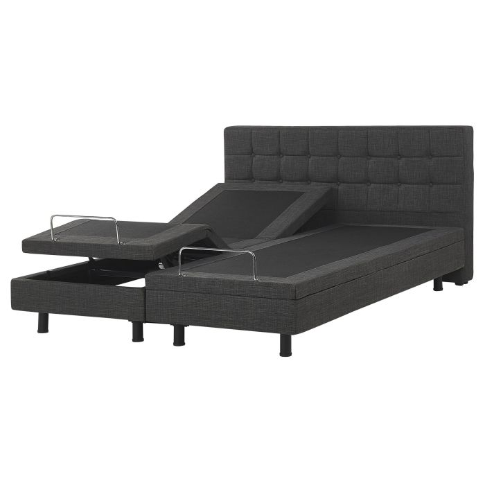 Fabric EU King Size Adjustable Bed Grey DUKE