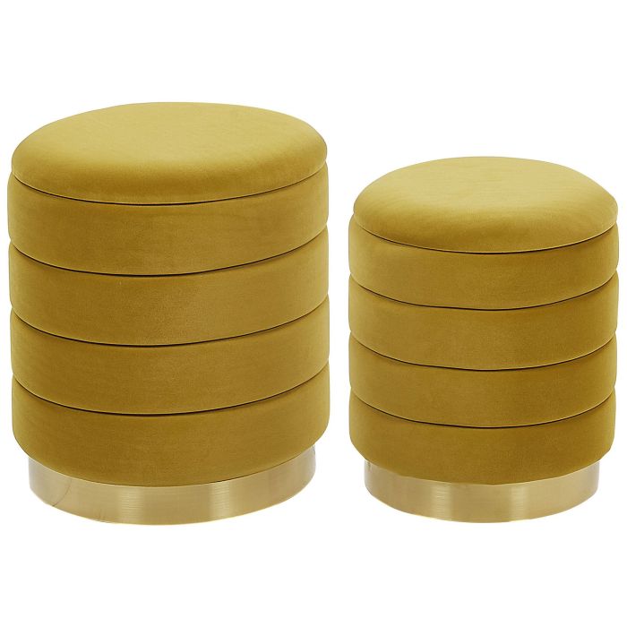 Set of 2 Storage Pouffes Mustard GARLAND