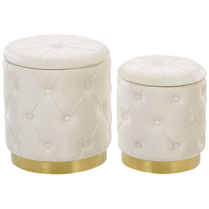 Set of 2 Storage Pouffes White PUEBLO