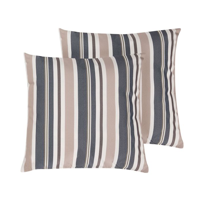 Set of 2 Outdoor Cushions 40 x 40 cm Blue and Beige KASTOS