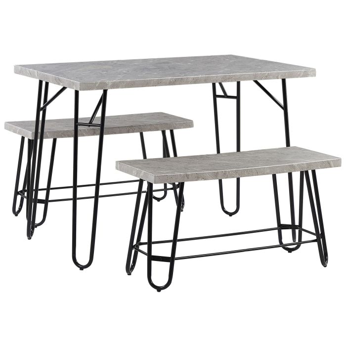 4 Seater Dining Set Grey and Black KEMPTON