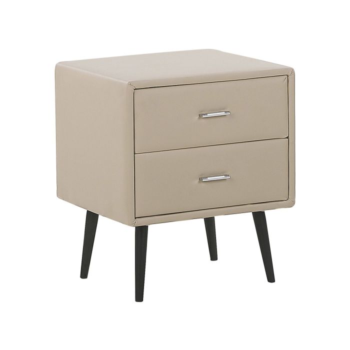 Bedside Table - BRAINTREE 2 Drawer Nightstand Beige 48cm