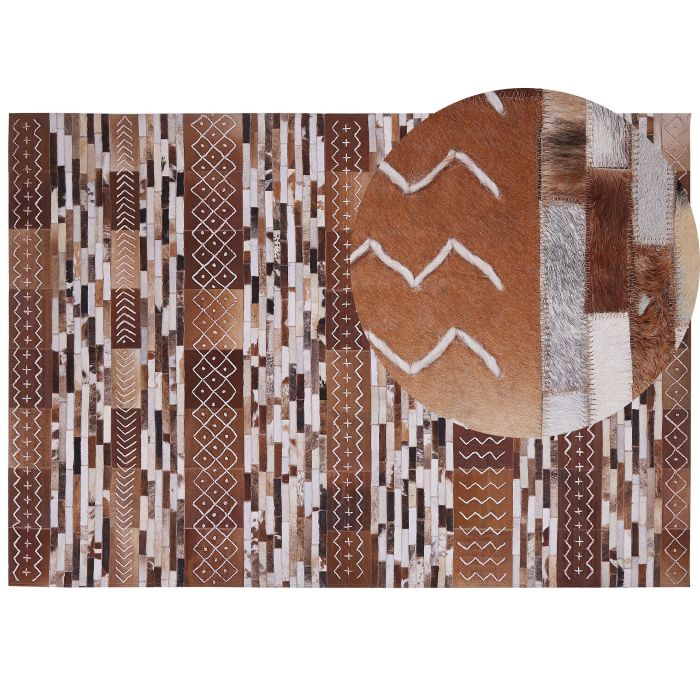 Cowhide Area Rug 160x230cm Brown