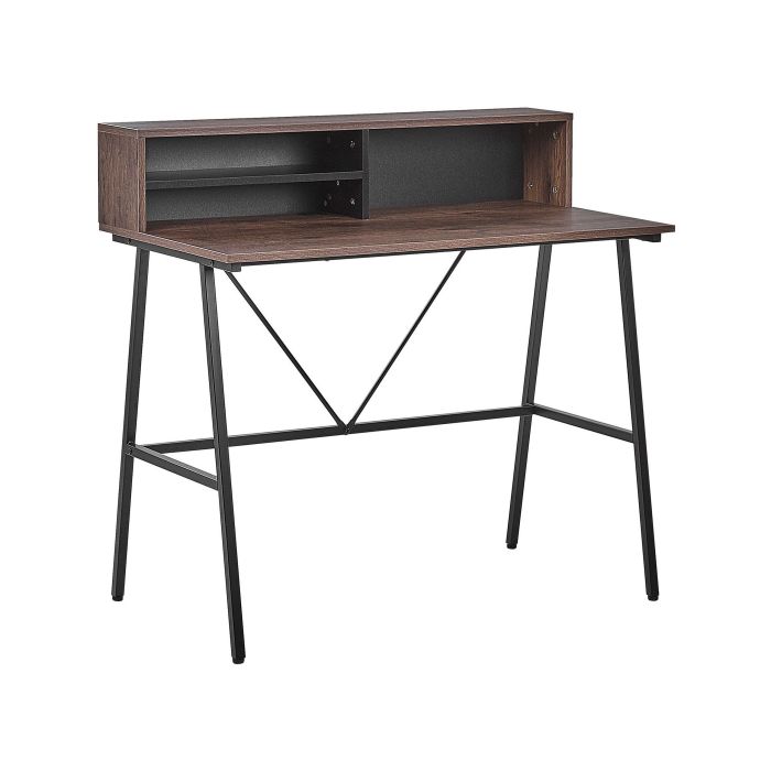 Home Office Desk with Shelves 100 x 50 cm Dark Wood HARISON