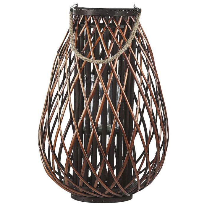 Wooden Candle Lantern 60 cm Brown KIUSIU
