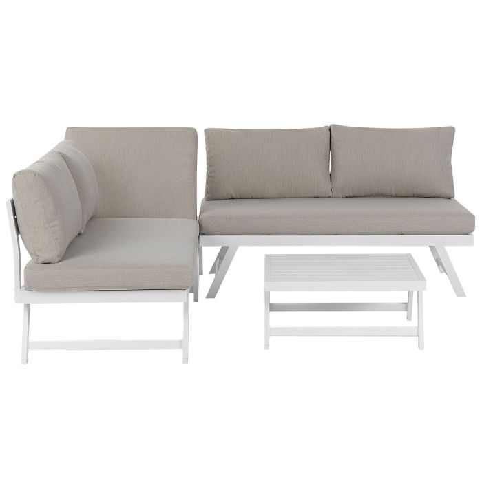 5 Seater Aluminium Garden Corner Sofa Set Taupe COCCORINO
