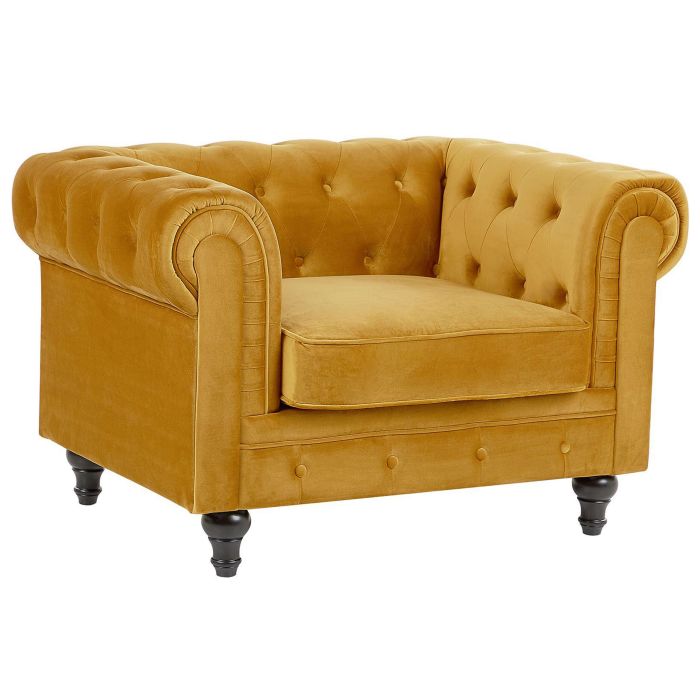 Velvet Armchair Yellow CHESTERFIELD