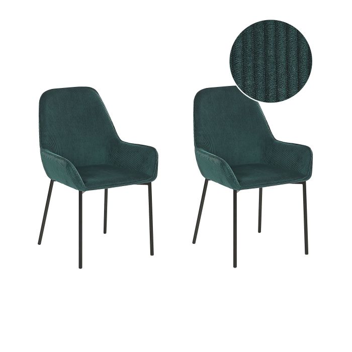 Set of 2 Jumbo Cord Dining Chairs Green LOVERNA