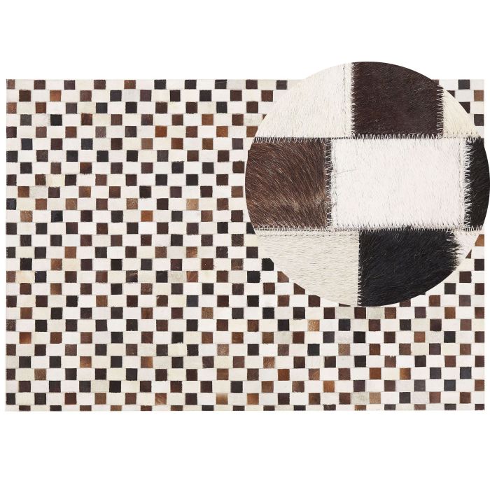 Cowhide Area Rug 160x230cm Beige and Brown