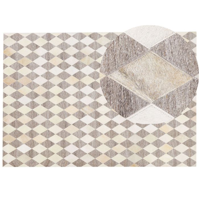 Cowhide Area Rug 160x230cm Beige and Brown